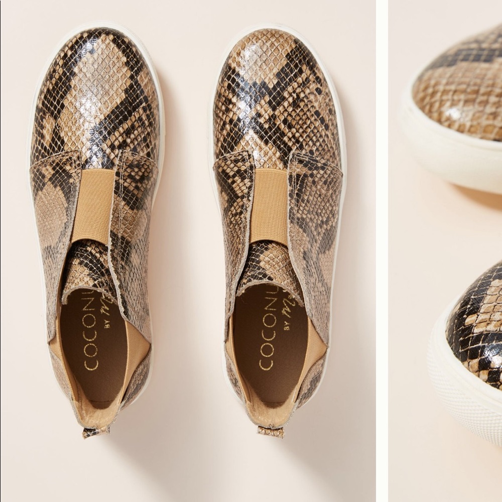• Anthro leather snakeskin ankle hightop - Picture 2 of 7